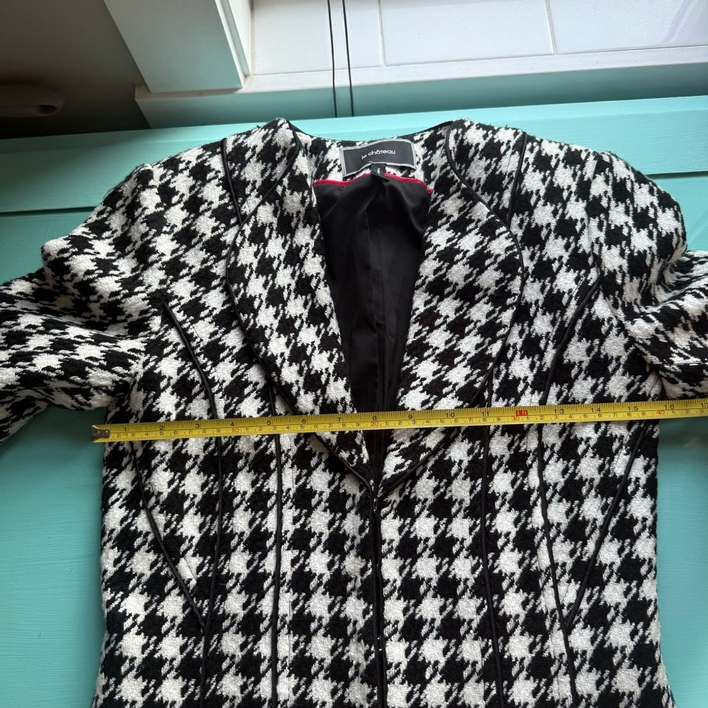 Le Chateau Black White and Gold Houndstooth Blazer Women’s XXS - Picture 5 of 15